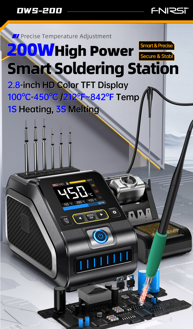 200W Intelligent Temperature-Controlled Soldering Station - Image 2