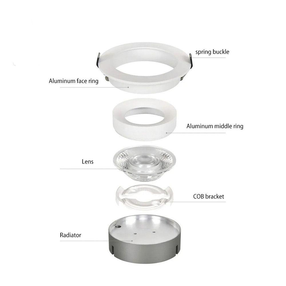 Exploded view of a spotlight optical assembly
